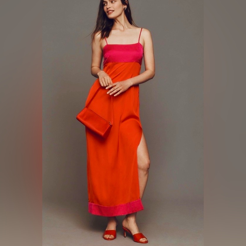 Anthropologie Colorblock Column Midi Dress Lp